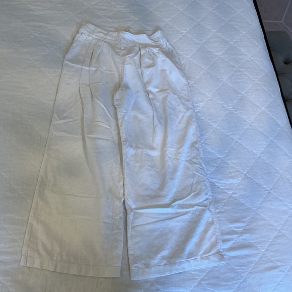 Abercrombie & Fitch Linen-Blend Ultra Wide-Leg Pant White M - Picture 2 of 2